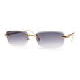 thumbnail image 1 of Rimless Narrow Rectangle Luxury Beveled Lens Dad Shade Sunglasses Gold - Smoke, 1 of 4