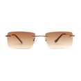 thumbnail image 1 of Rimless Narrow Rectangle Minimal Simple Dad Sunglasses Gold - Brown, 1 of 4