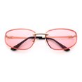 thumbnail image 1 of Rimless Narrow Rectangle Wrap Luxury Metal Rim Oversized Sunglasses Gold - Pink, 1 of 8
