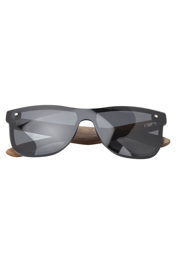 Rimless One Piece Lens Sunglasses HD Mirrored Polarized Wood Glasses for Men Women, Sport Fashion UV400 Eyewear (5.9 inches / 15.0 cm)