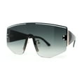 thumbnail image 1 of Rimless Oversize Shield Racer Diva Sunglasses Gold Black Green, 1 of 4