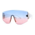 thumbnail image 1 of Rimless Oversize Shield Racer Diva Sunglasses Gold White Blue Pink, 1 of 4