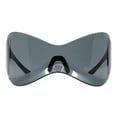 thumbnail image 1 of Rimless Oversized Shield Sunglasses Butterfly Wrap Futuristic Mask Shades Black, 1 of 4