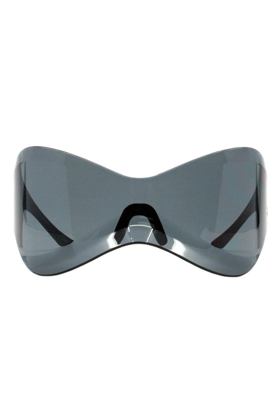 Rimless Oversized Shield Sunglasses Butterfly Wrap Futuristic Mask Shades Black