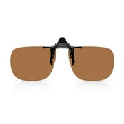Rimless Rectangle Flip-Up Sunglasses for Men & Women - Polarized UV Protection Driving Eyewear Over Prescription Glasses