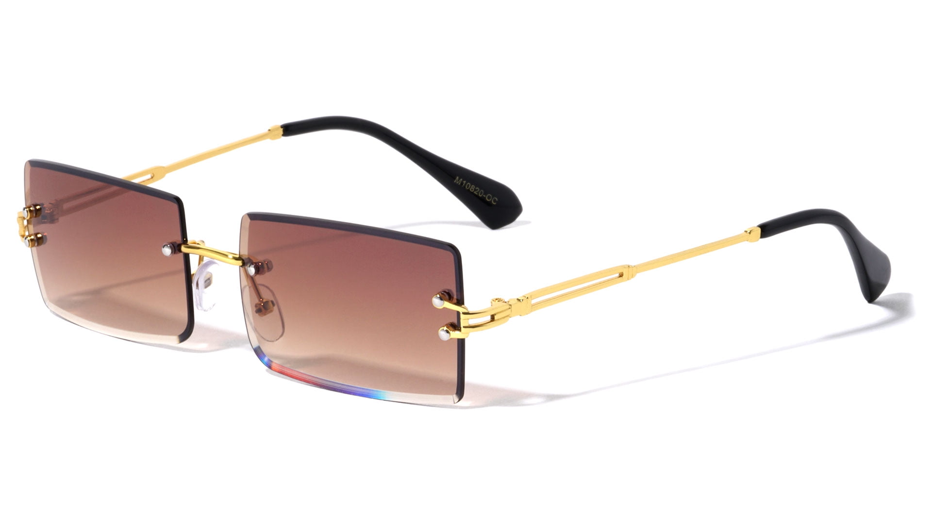 Rimless Rectangle Sunglasses Gold Metal Frame For Men Or  display picture 1