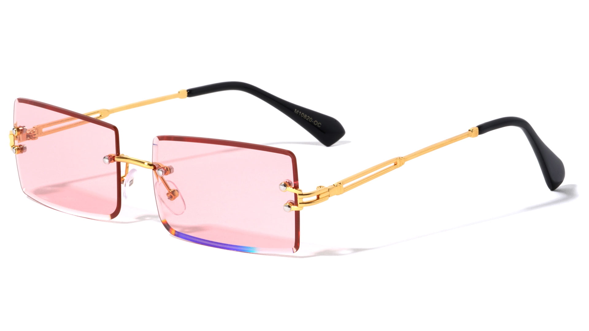 Rimless Rectangle Sunglasses Gold Metal Frame For Men Or  display picture 1