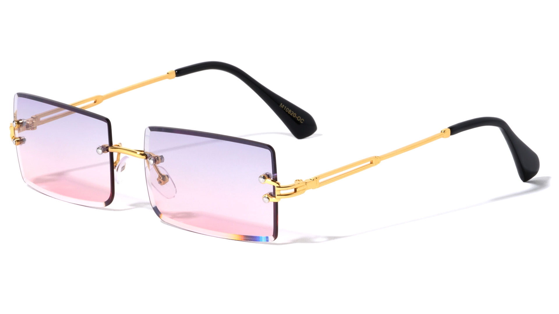 Rimless Rectangle Sunglasses Gold Metal Frame For Men Or  display picture 1
