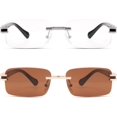 thumbnail image 2 of Rimless Rectangle Sunglasses For Women Men – Gold Frame Square Frameless UV400 2 of 6