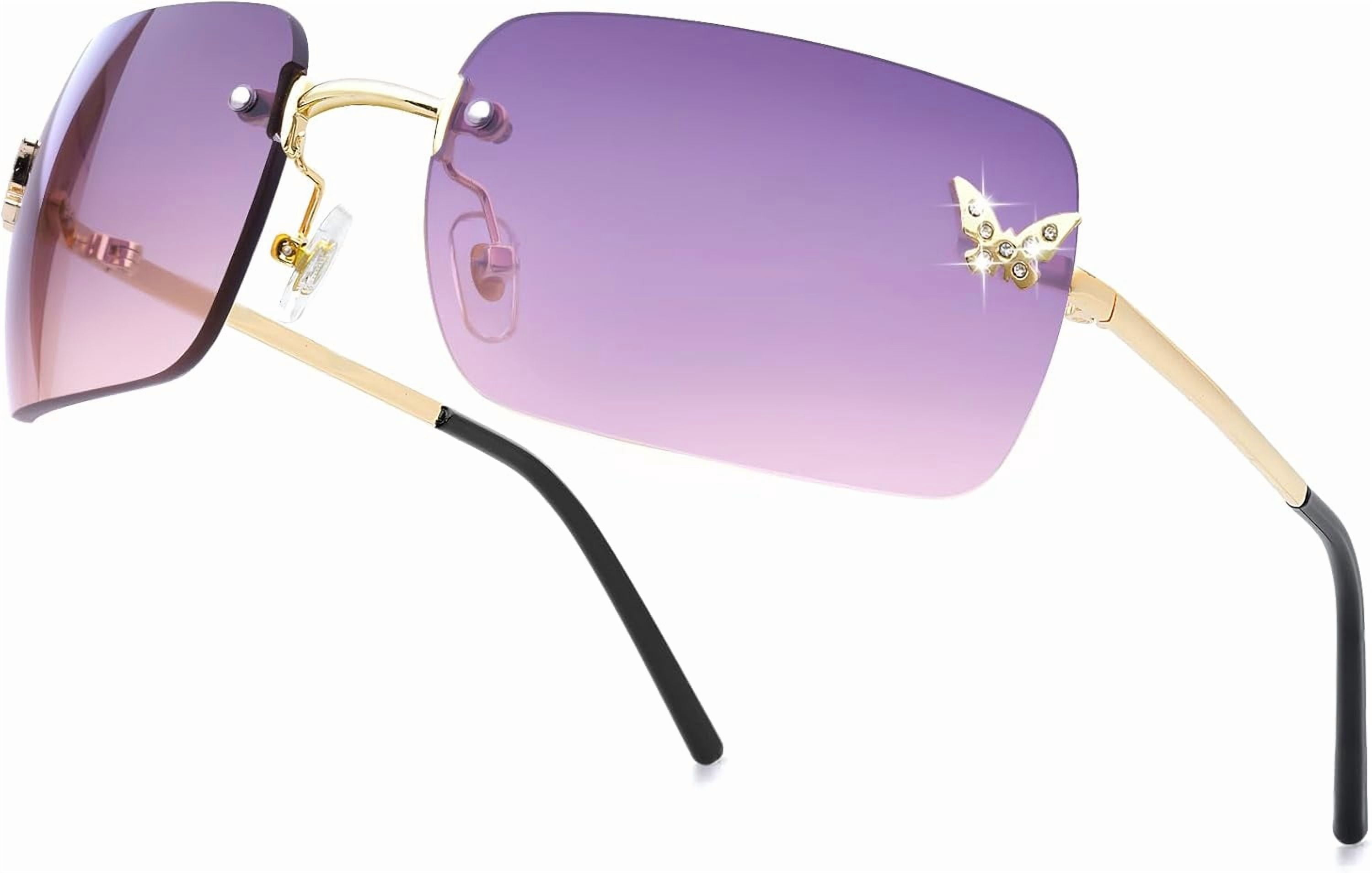 Rimless Rectangle Y2k Sunglasses for Women Men Cute Small  display picture 1