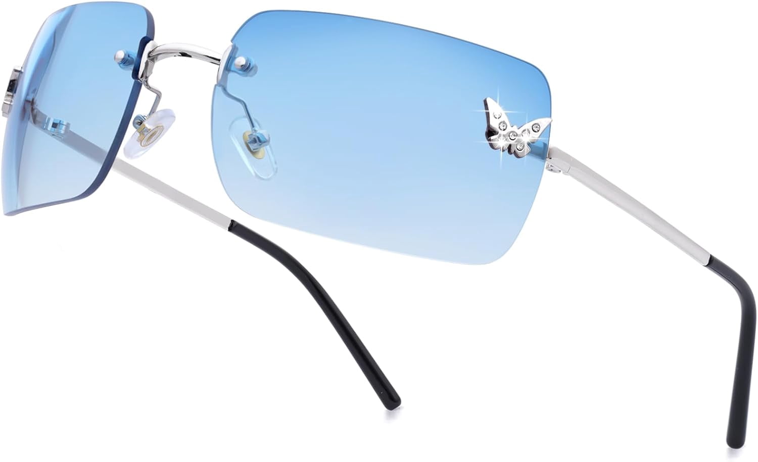 Rimless Rectangle Y2K Sunglasses Cute Small Clear Frameless Tinted Lens Fashion Amazon.com: Ehoomely Rectangle Y2k Sunglasses for Women Cute  main image 2
