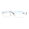 thumbnail image 1 of Rimless Rectangular 90s Elegant Metal Rim Sunglasses Gold Blue Pink, 1 of 4