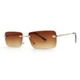 thumbnail image 1 of Rimless Rectangular 90s Elegant Metal Rim Sunglasses Gold Brown, 1 of 4