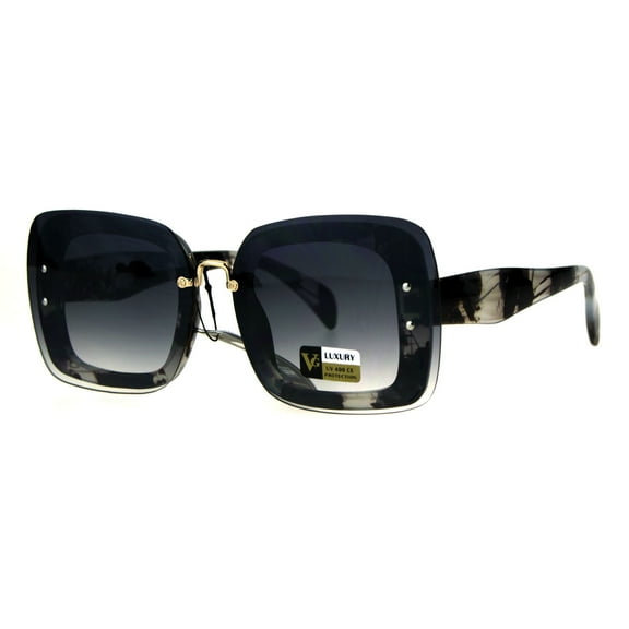 Rimless Rectangular Luxury Designer Fashion Womens Plastic Sunglasses Brown Marble