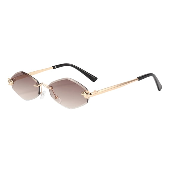 Rimless Rhombus Shape Women Sunglasses Cut Edge UV Protection Fashion Sun Glasses Driving Travelling Men Hexagon Small Polygonal Vintage Metal Shades