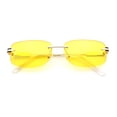 thumbnail image 1 of Rimless Rounded Rectangle Hustler Fashion Metal Frame Sunglasses Gold - Yellow, 1 of 7