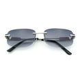 thumbnail image 1 of Rimless Rounded Rectangle Hustler Fashion Metal Frame Sunglasses Silver - Smoke, 1 of 1