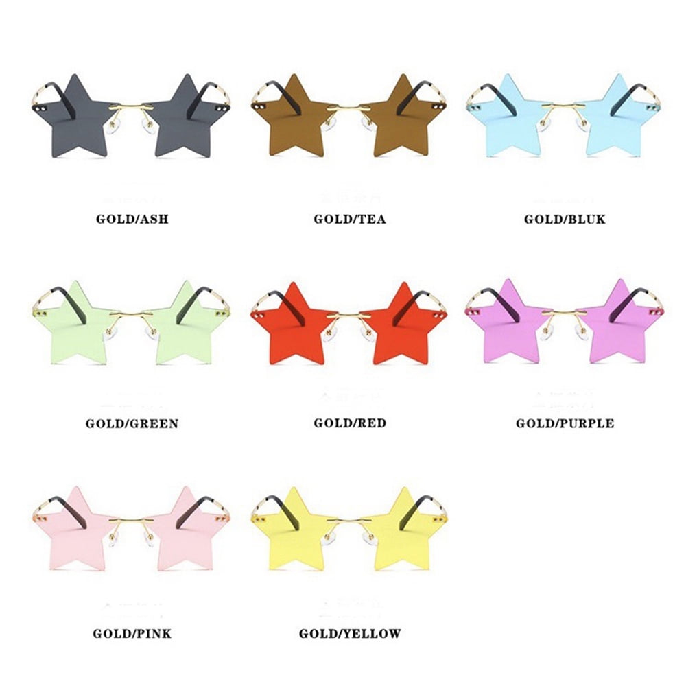 Rimless Star Sunglasses for Women Rimless Party Cute Prom Halloween