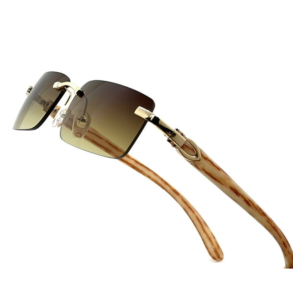 Rimless Sunglasses Brown Lens Small Frame