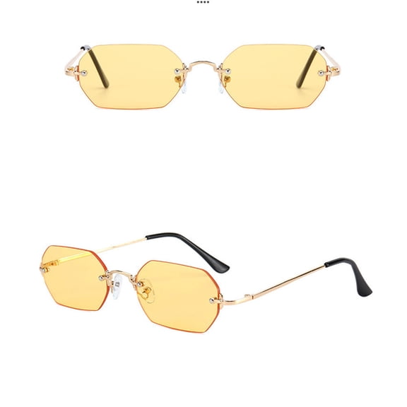 Rimless Sunglasses Polygon Cut Edge Punk Sun Glasses UV400 Protection Fashion Eyewear For Men Women Driving Travel Eyepiece