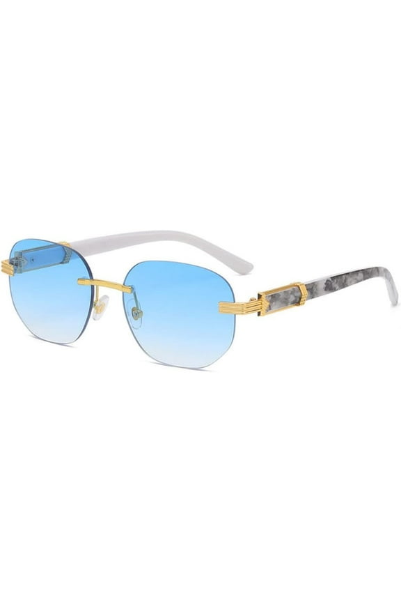 Rimless Sunglasses Women Men Vintage Small Sun Glasses Travel Driving UV400， Sunglasses 13599