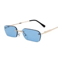 Healthy Design Frame Rimless Sunglasses for Women and Men Metal Frame Small Square Design ...