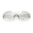thumbnail image 1 of Rimless Wrap Around Bling Sparkling Star Hinge Thick Temple Sunglasses White - Clear Mirror, 1 of 8