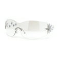 thumbnail image 1 of Rimless Wrap Around Shield Star Shimmer Sparkle Jewel Diva Sunglasses Clear, 1 of 4