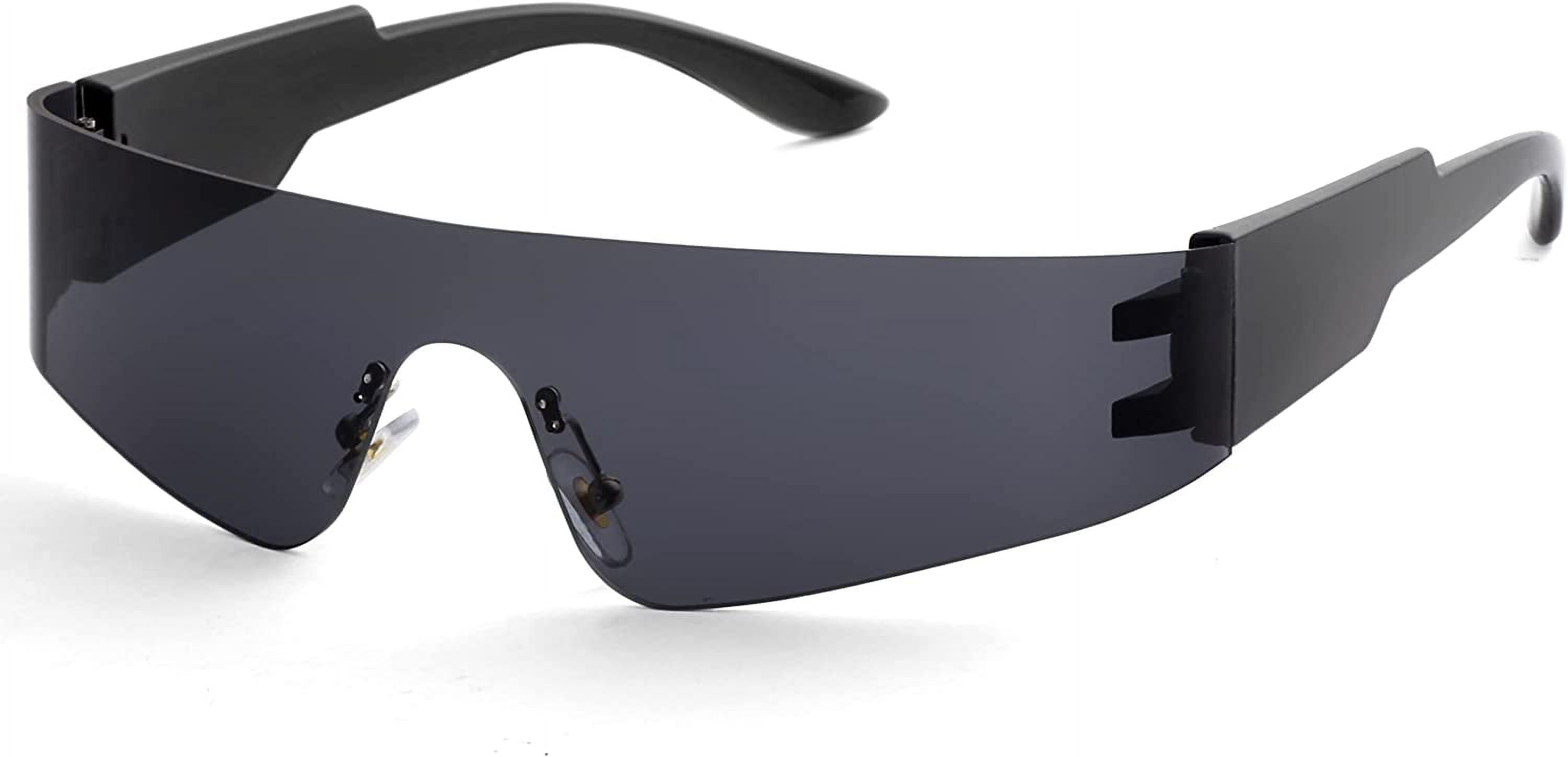 Rimless Y2K Futuristic Wrap Around Sunglasses for Women Men