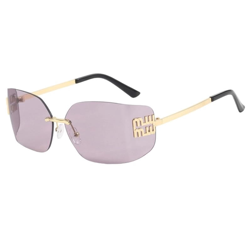 Trendy Rimless Y2K Square Sunglasses UV400 Protection Black Square Rimless Sunglasses Y2K Vintage UV400  main image 2