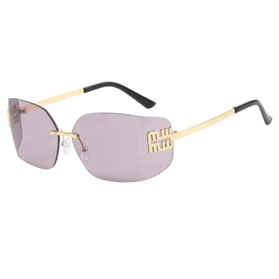 Rimless Y2K Sunglasses, UV400 Protection, Wraparound Shield Design, Square Frame, Black/Gray/Brown Lens Options
