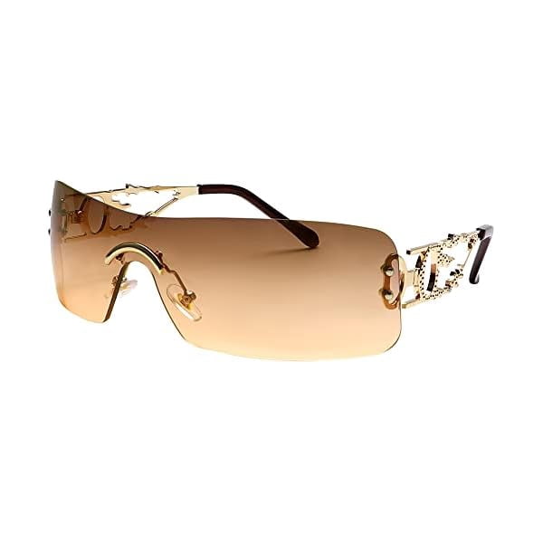 Metal Rimless Y2K Sunglasses Rectangle Vintage Flame Retro Eyewear Rimless Y2k Sunglasses For Women Men Rectangle Vintage  main image 4