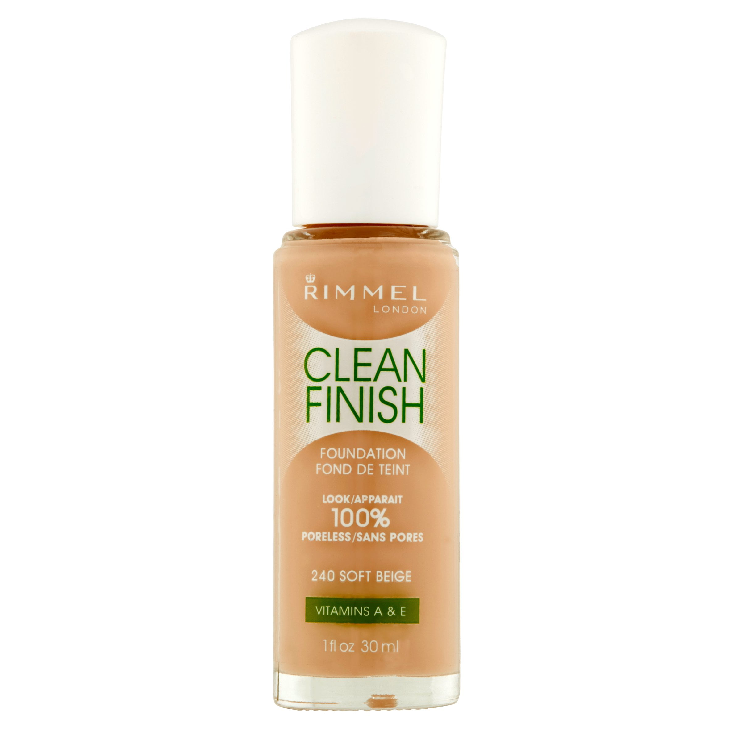 Rimmel London Clean Finish 240 Soft Beige Foundation, 1 fl oz