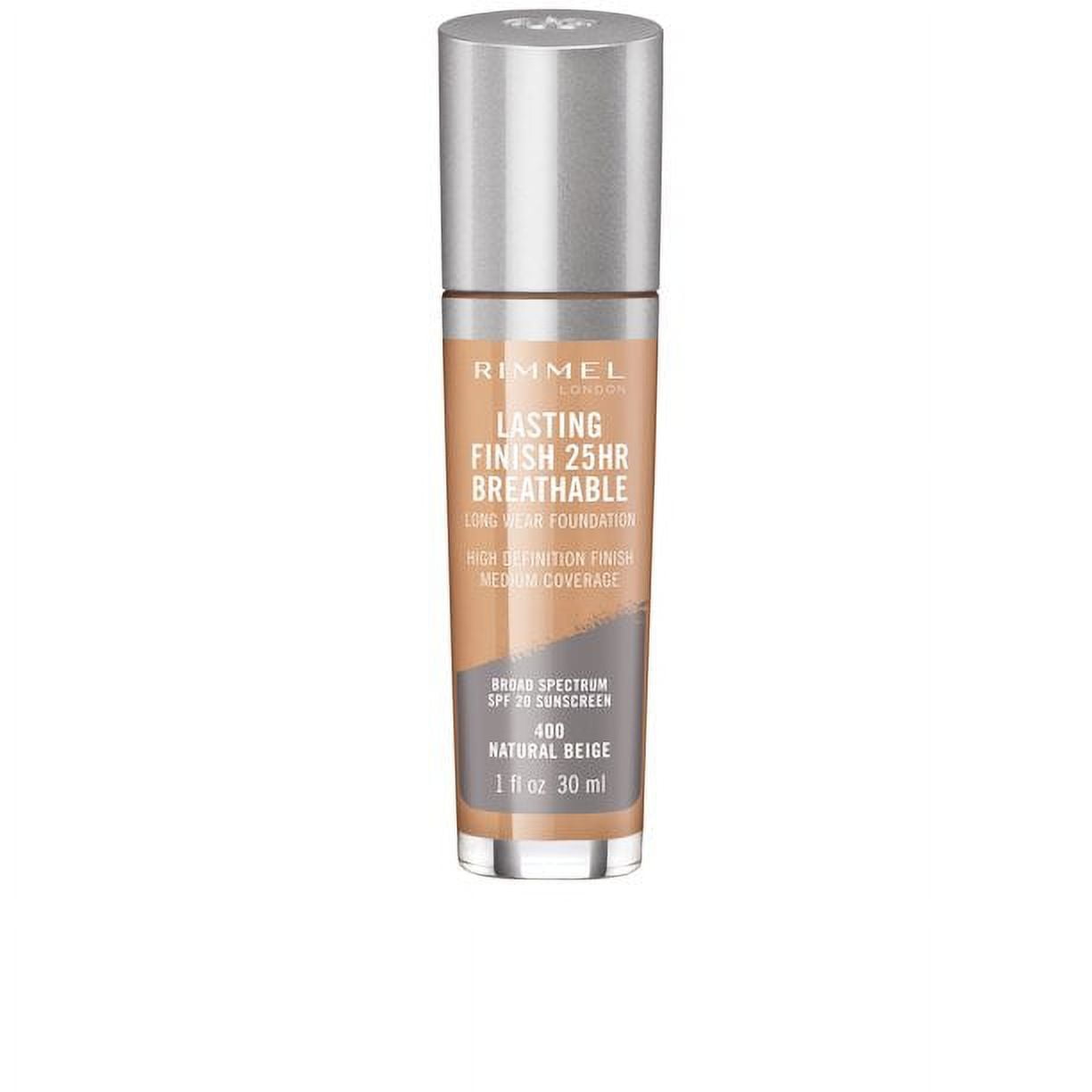 Rimmel London Lasting Finish 25HR Breathable Foundation, Natural Beige, 1 oz