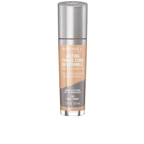 Rimmel London Lasting Finish 25HR Breathable Foundation, True Ivory, 1 oz