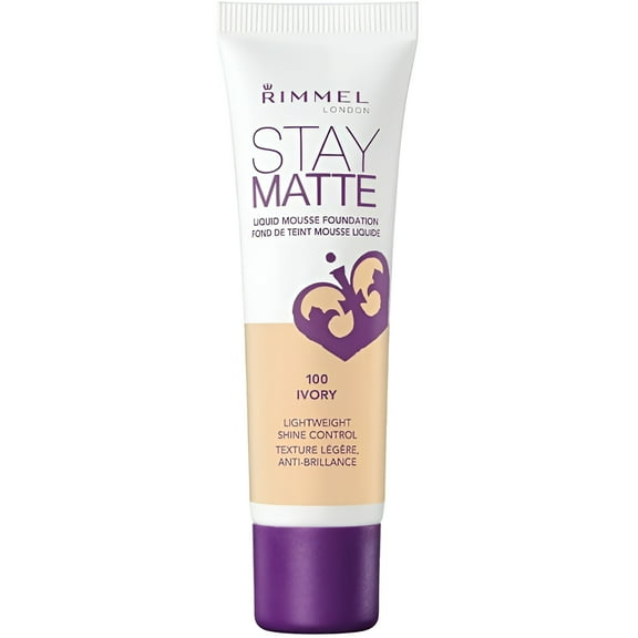 Rimmel London Stay Matte Liquid Mousse Foundation, Ivory [100] 1 oz (Pack of 2)