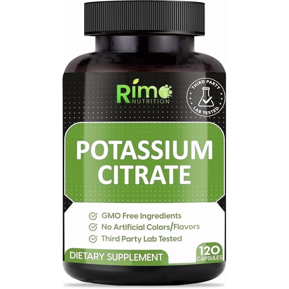 Rimo Nutrition Potassium Citrate Supplement No Additives 120 Servings