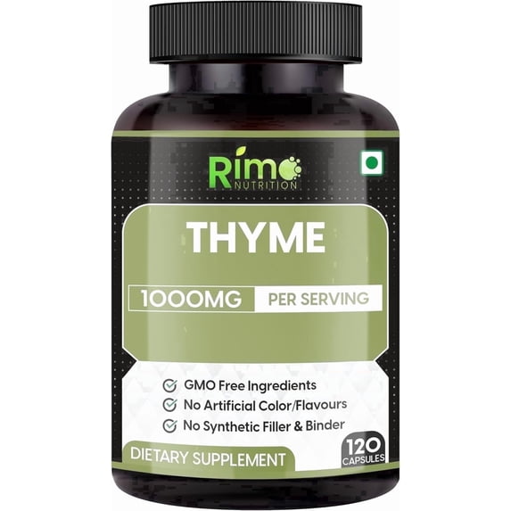 Rimo Nutrition Thyme Herbal Supplement Vegetarian Capsules 1000mg per Serving 120 Count
