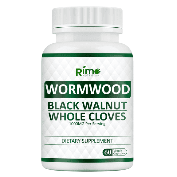 Rimo Nutrition Wormwood Black Walnut Clove Capsules - Cleanse, Detox, Intestinal Guard Formula Supplement for Humans, with Wormwood herb, Black Walnut Extract Combination, 60 Capsules Non-GMO