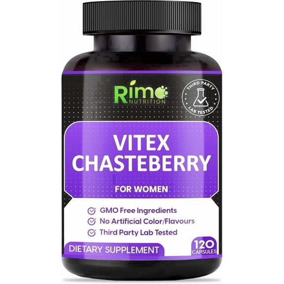Rimo Nutrition Vitex Chasteberry Supplement for Women, Supports Hormone Balance & Fertility, 120 Vegan Caps (60-Day Supply)