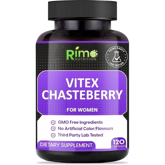 Rimo Nutrition Vitex Chasteberry Supplement for Women, Supports Hormone Balance & Fertility, 120 Vegan Caps (60-Day Supply)