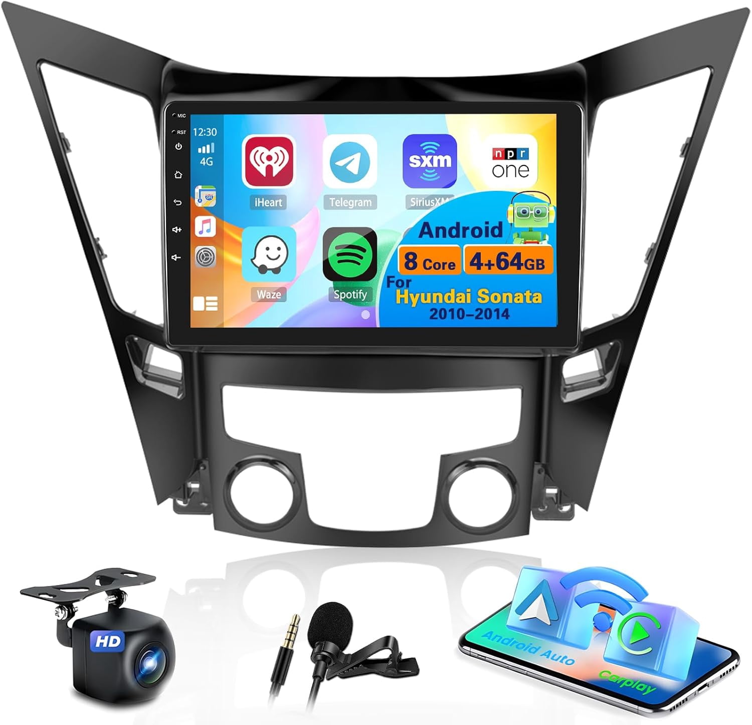 Rimoody Android 15 Car Stereo for Hyundai Sonata 2010-2015  with Wireless Carplay, 8 Core 4+64GB 9 Inch IPS Touchscreen Car Radio 59UI GPS Navigation WiFi 32EQ DSP Backup Camrea