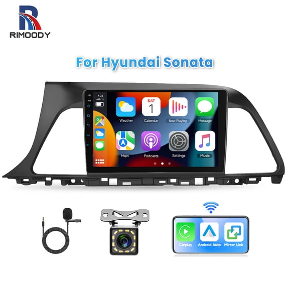 Rimoody Car Stereo Radio for Hyundai Sonata 2016, 9'' Touch Screen with Wireless Carplay&Android Auto/Bluetooth/DSP/Vi-Link+Backup Camera