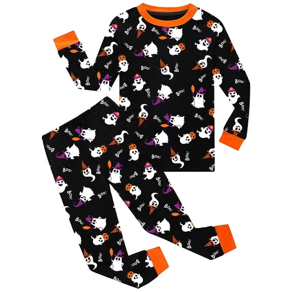 Rimyaw Boys Girls Pajamas Sets Ghost 2 Pieces 100% Cotton Halloween Sleepwear Kids Graphic PJS Set 6T