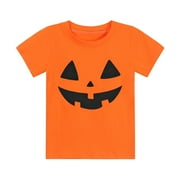 Rimyaw Boys Halloween Tee Shirts Toddler Pumpkin Graphic Short Sleeve Tops 3T