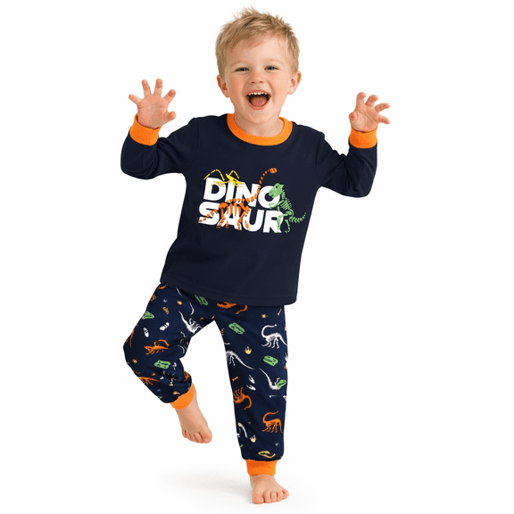 Rimyaw Boys Pajamas Sets Dinosaur 2-Piece Cotton Sleepwear Kids Long Casual Pjs Clothes 6T