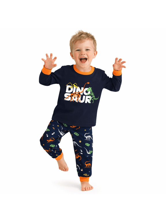 Boys Pajamas Sets Dinosaur 2-Piece Cotton Sleepwear Kids Long Casual Pjs Clothes 6T
