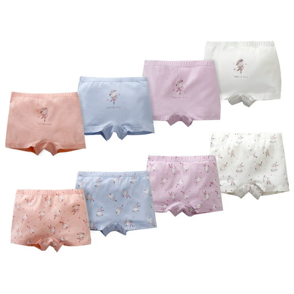 Rimyaw Girls Cotton Underwear 4-Pack Soft Boxer Briefs Pruple Cat Graphic Underpants Size 12