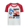thumbnail image 1 of Rimyaw Boys Patriotic Raglan Tee, 4th of July Car Graphic Shirt for Toddler Little Boys, Red Sleeve Summer Top, 2T-7T, 1 of 7