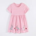 thumbnail image 1 of Rimyaw Little Girls Bunny Dress, Short Sleeve A-Line Sundress with Applique, Soft Summer Casual Pink Dress, Size 6T, 1 of 7
